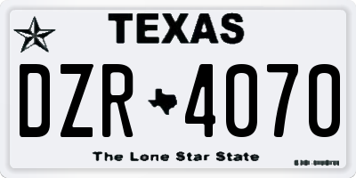 TX license plate DZR4070