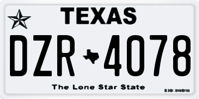 TX license plate DZR4078