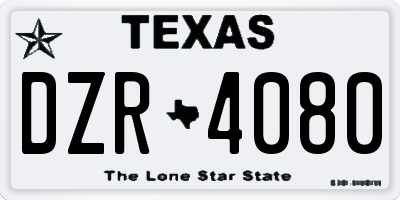 TX license plate DZR4080