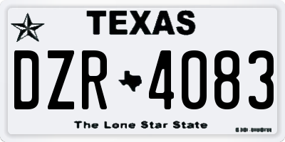 TX license plate DZR4083