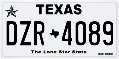 TX license plate DZR4089
