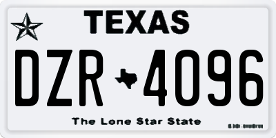 TX license plate DZR4096
