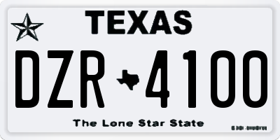 TX license plate DZR4100