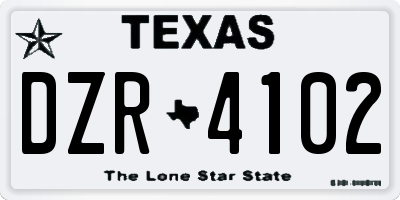 TX license plate DZR4102