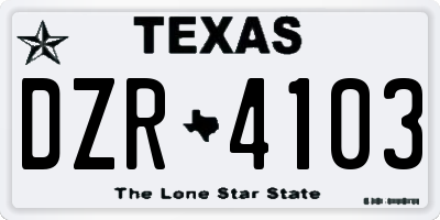 TX license plate DZR4103