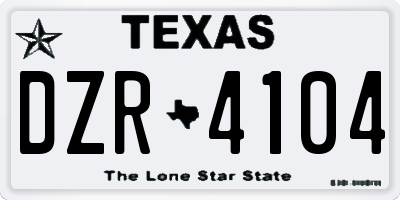 TX license plate DZR4104