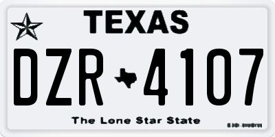 TX license plate DZR4107