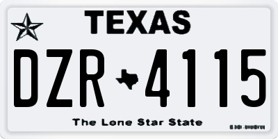 TX license plate DZR4115