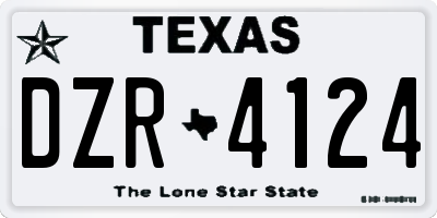 TX license plate DZR4124