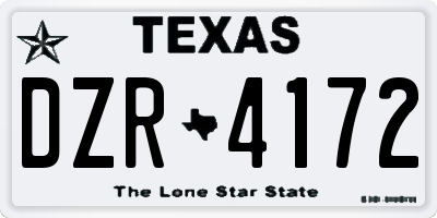 TX license plate DZR4172