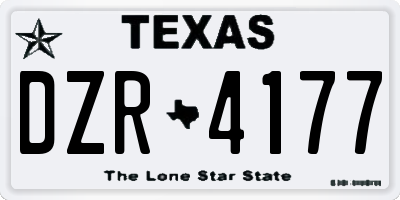 TX license plate DZR4177