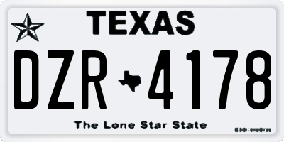 TX license plate DZR4178