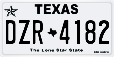 TX license plate DZR4182