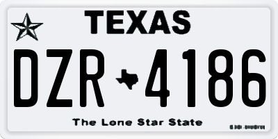 TX license plate DZR4186