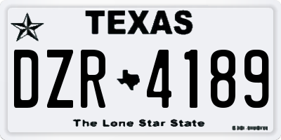 TX license plate DZR4189