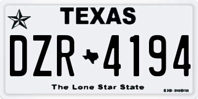 TX license plate DZR4194