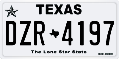 TX license plate DZR4197
