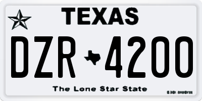 TX license plate DZR4200
