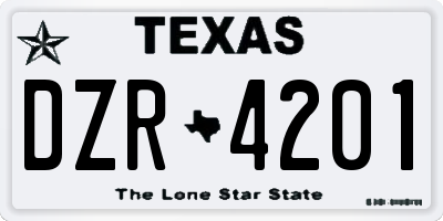 TX license plate DZR4201