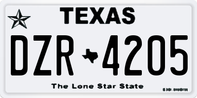 TX license plate DZR4205