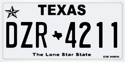 TX license plate DZR4211