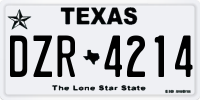 TX license plate DZR4214