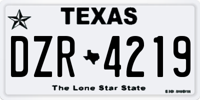 TX license plate DZR4219