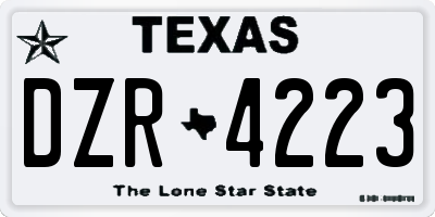 TX license plate DZR4223