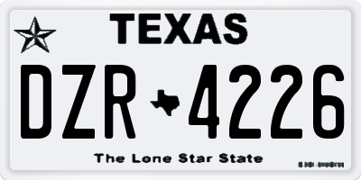 TX license plate DZR4226