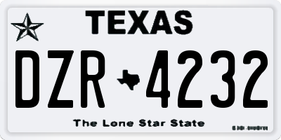 TX license plate DZR4232