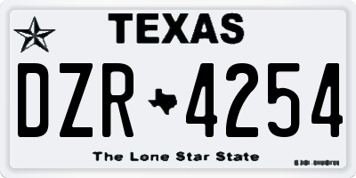 TX license plate DZR4254