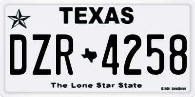 TX license plate DZR4258