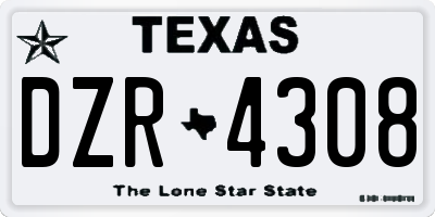 TX license plate DZR4308