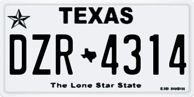 TX license plate DZR4314