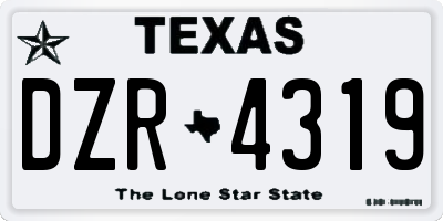 TX license plate DZR4319
