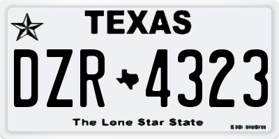 TX license plate DZR4323