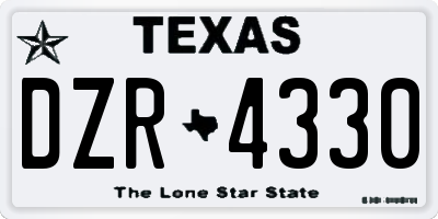 TX license plate DZR4330