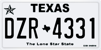 TX license plate DZR4331