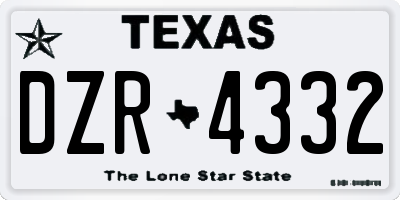 TX license plate DZR4332