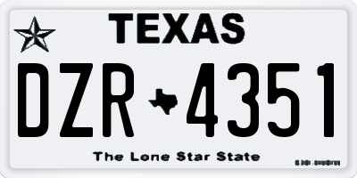 TX license plate DZR4351