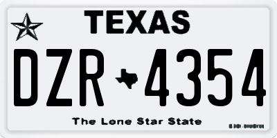 TX license plate DZR4354