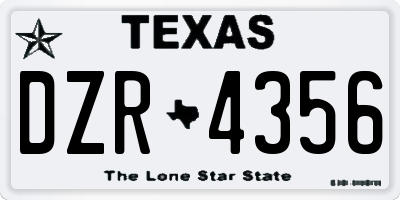 TX license plate DZR4356