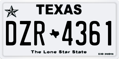 TX license plate DZR4361