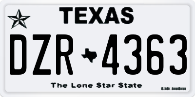 TX license plate DZR4363