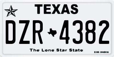 TX license plate DZR4382