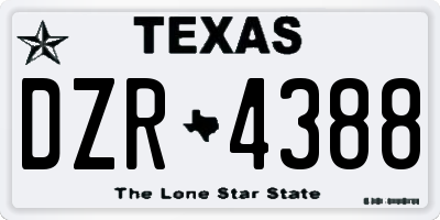 TX license plate DZR4388