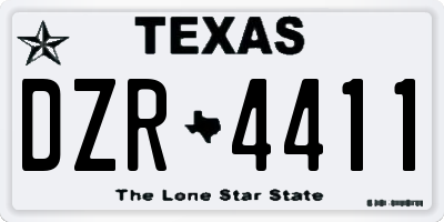 TX license plate DZR4411
