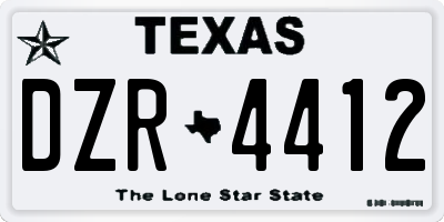 TX license plate DZR4412