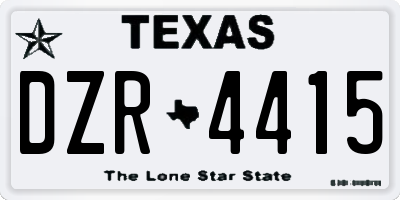 TX license plate DZR4415