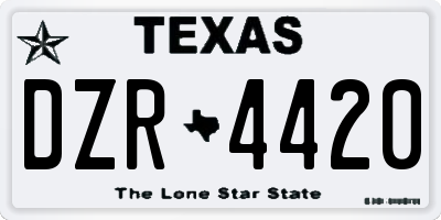 TX license plate DZR4420